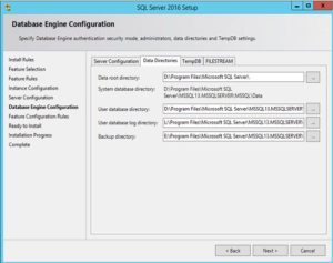 SQL Server 2016 - Data Directories