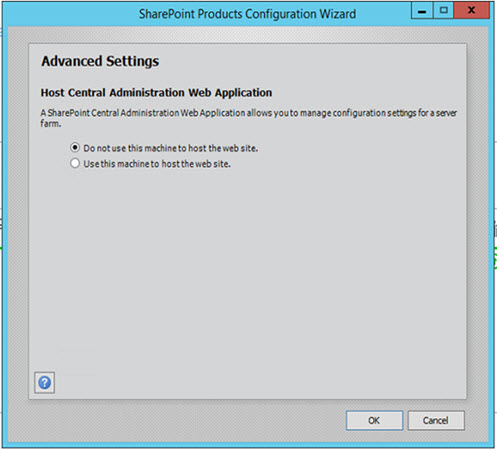 SharePoint 2016 Product Configuration Wizard Advance Settings