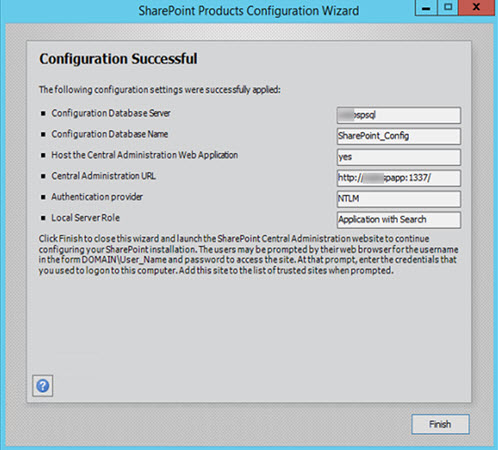 SharePoint 2016 Product Configuration Wizard Completed