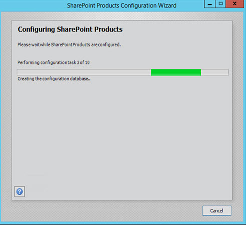 SharePoint 2016 Product Configuration Wizard in process