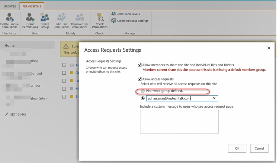 SharePoint online Access Request